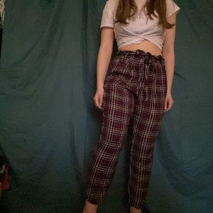 purple plaid pants